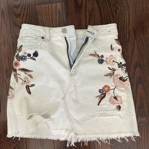 Abercrombie denim skirt with floral embroidery